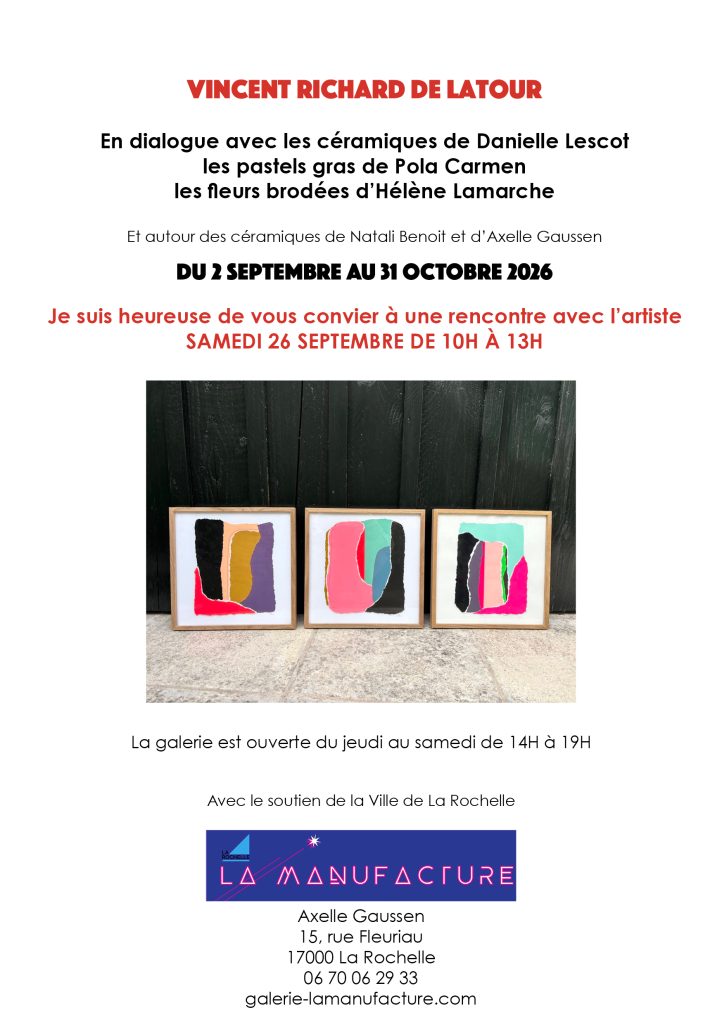 Carton d'exposition « En dialogue » — Vincent Richard de Latour, papiers découpés, La Manufacture